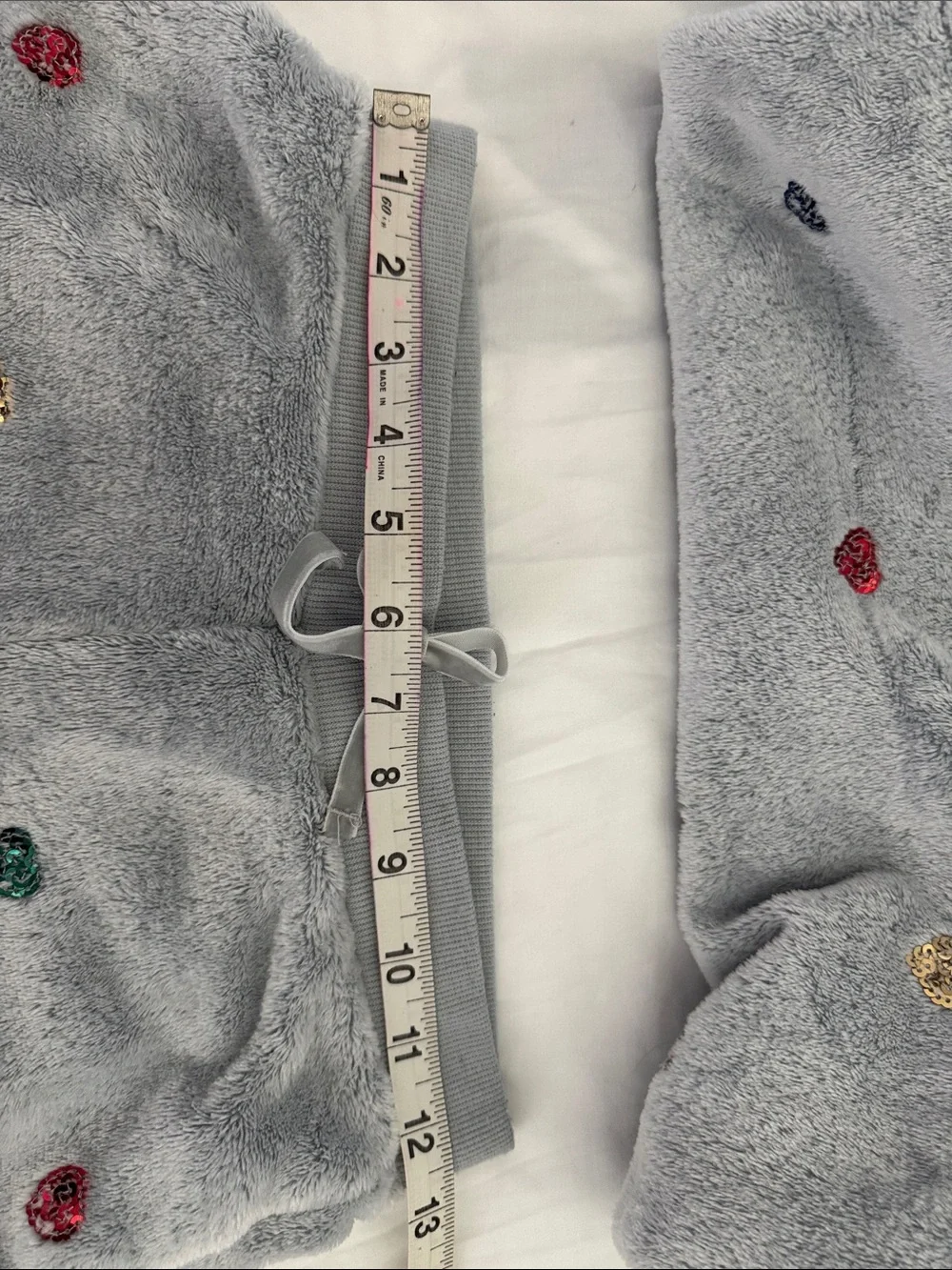 Gray Plush Heart Sequin Loungewear Set